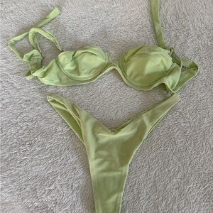 Khassani swimwear pretty water green size small (s) top and medium (m) bottom